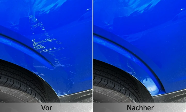 Comparación NuraFix — antes y después de aplicarlo sobre la pintura del coche